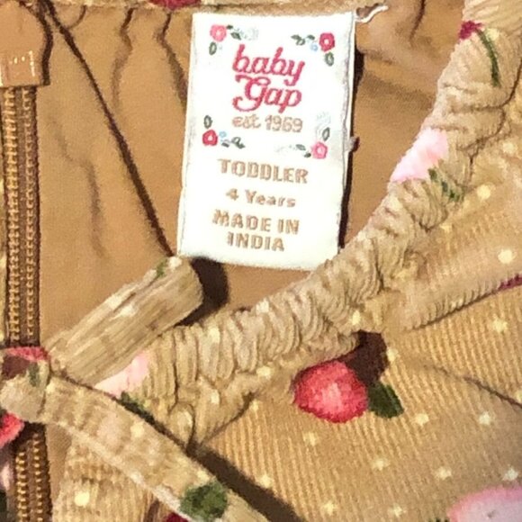 Baby Gap Girls Corduroy Dress Brown Flowers White Polka Dots Size 4Y or 4T - Picture 12 of 15